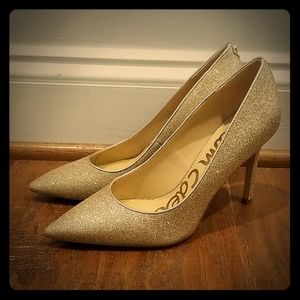 Sam Edelman Hazel. Light Gold Glitter heels